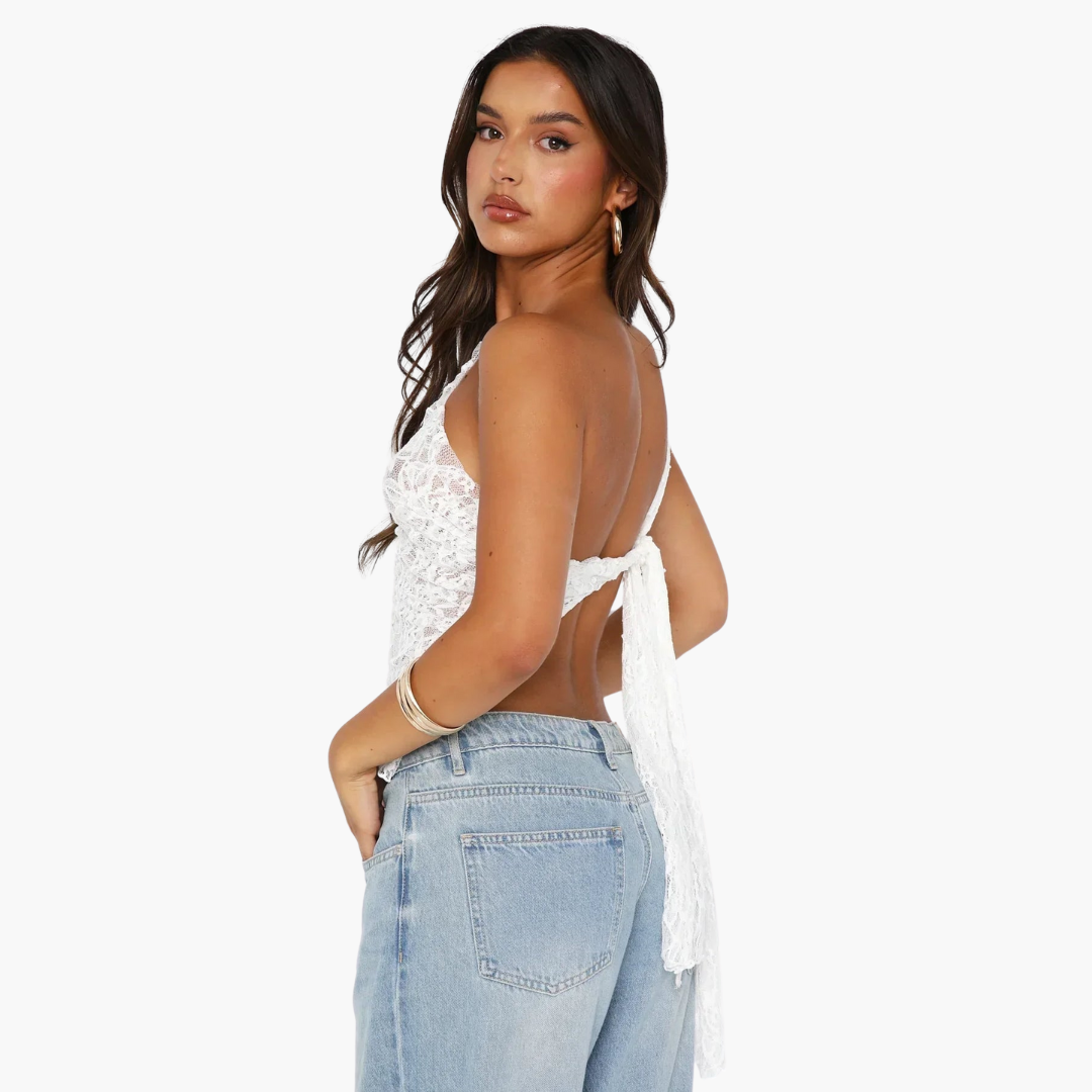 Spitzen One Shoulder Top für Damen – Asymmetrischer Trendlook