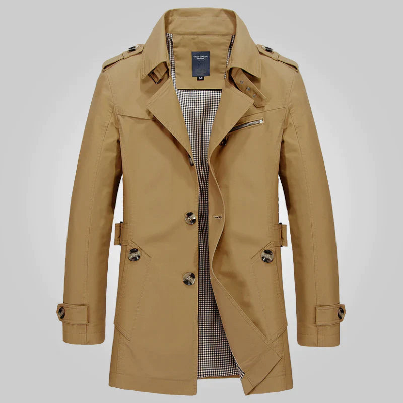 Eleganter Trenchcoat mit Manschettenärmeln für Männer