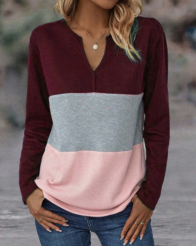 Farbblock-Strickpullover für Damen