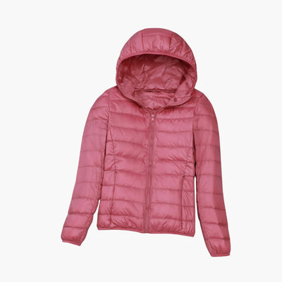 Frauen Stepp jacke mit Kapuze und durchgehendem Reißverschluss