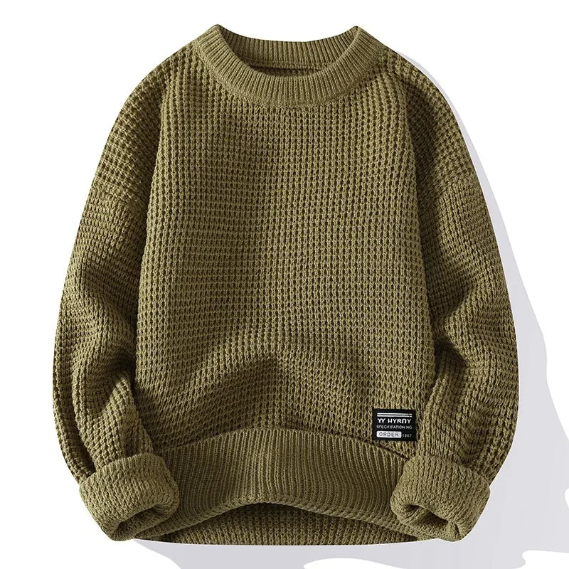 Henning – Waffelgestrickter Pullover Mit Langen Ärmeln
