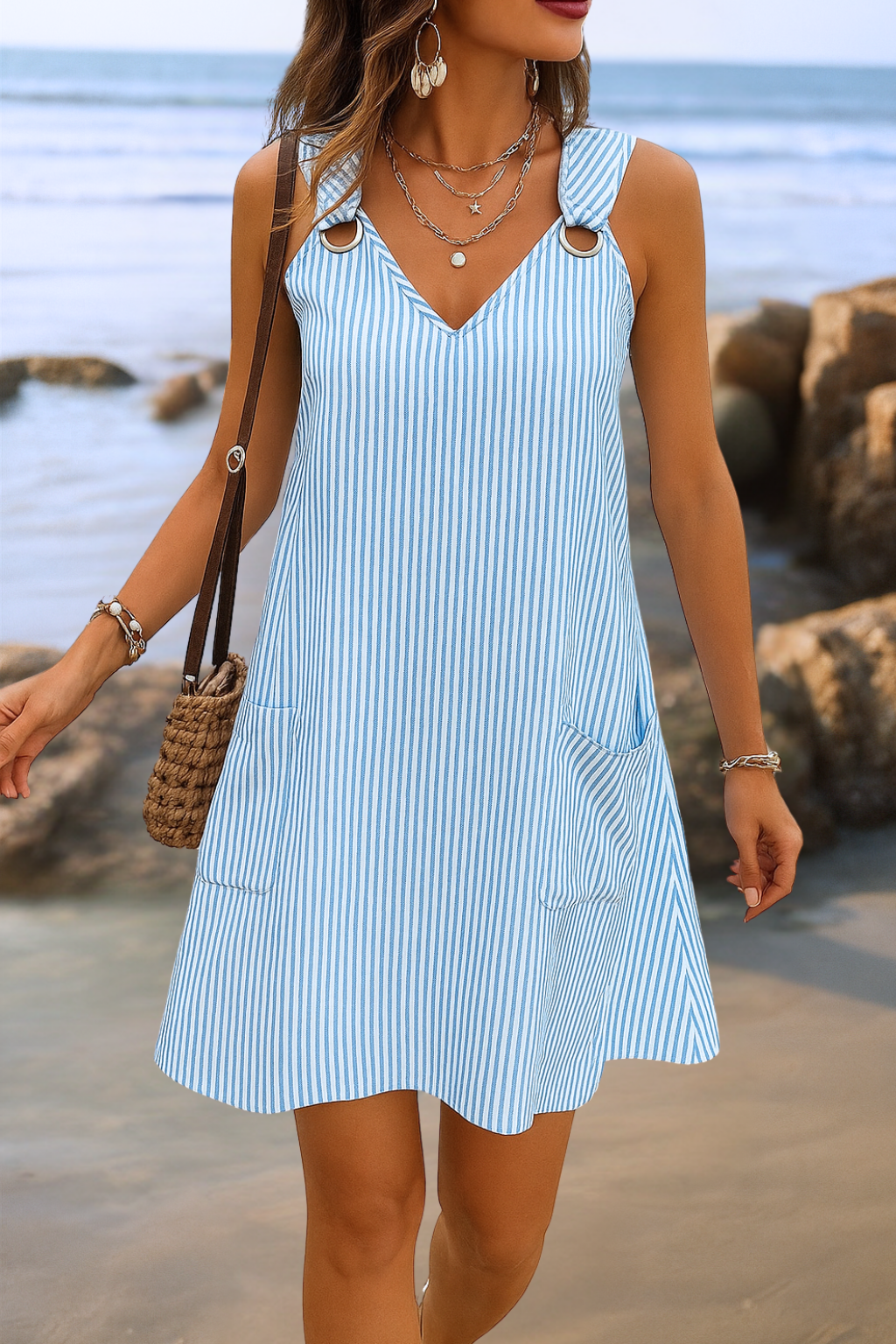 Marleen™ | Elegantes gestreiftes Sommerkleid