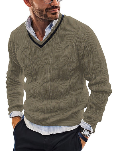 Vintage V-Ausschnitt Strickpullover für Herren