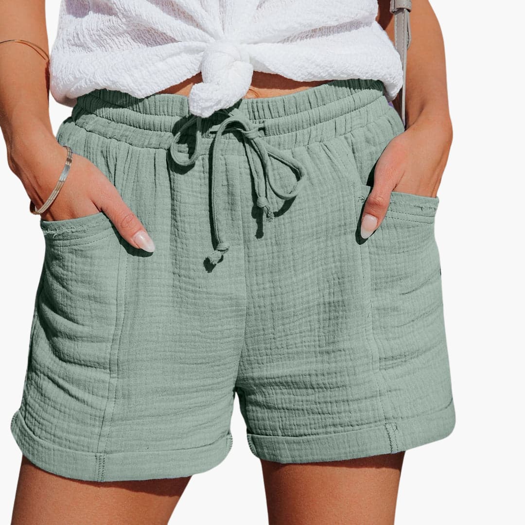 Musselin Shorts für Damen - Leichte Sommerhose mit Taschen