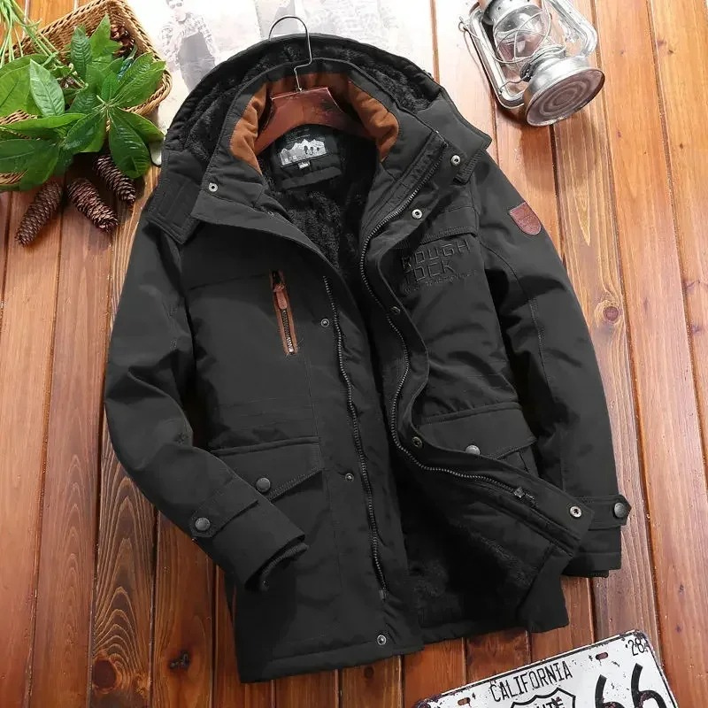 Wasserdichte Jacke mit Plüschpelz-Futter für Herren