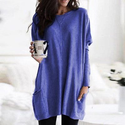 Langärmeliger Pullover mit Taschen für Frauen