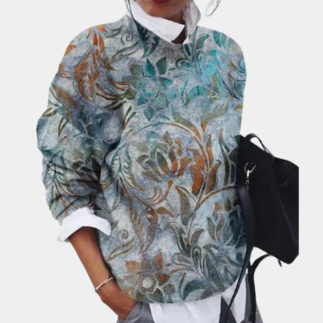 Damen pullover mit Rundhalsausschnitt und geometrischem Muster