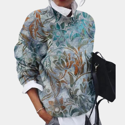 Damen pullover mit Rundhalsausschnitt und geometrischem Muster