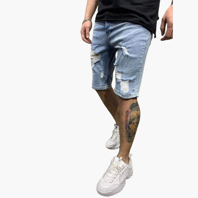 Herren Slim Fit Jeansshorts mit Stretch und Umschlag-Saum