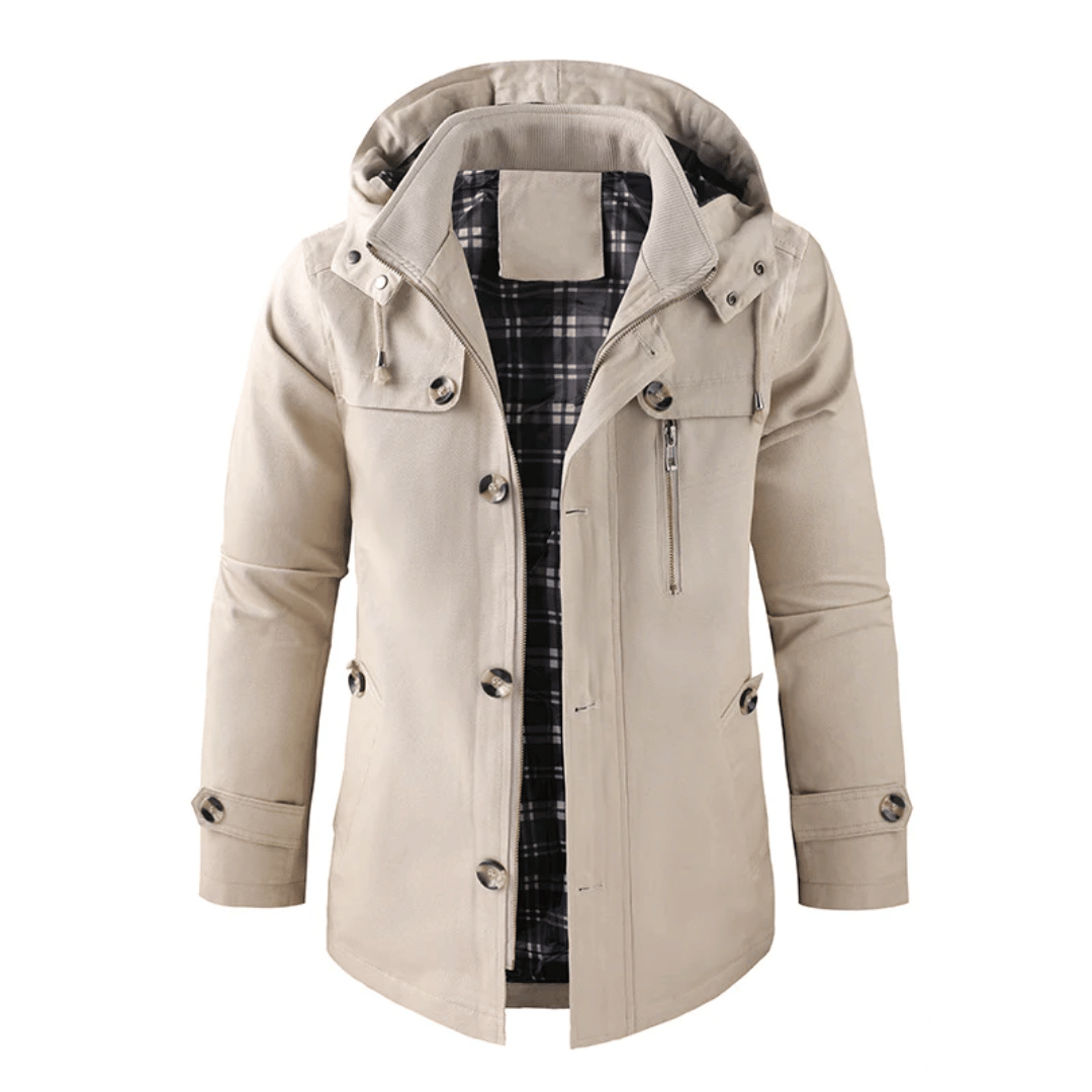 Mittellange Feldjacke mit Kapuze für Herren