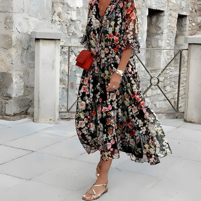 Sommerkleid für Damen – Elegantes florales luftiges Maxikleid