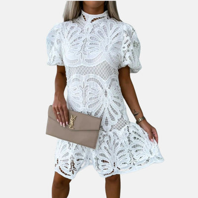 Sommerkleid für Damen - Elegantes Spitzenkleid mit Puffärmeln