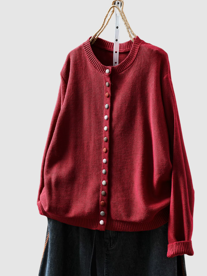 Grace | Gestrickter Knopf-Cardigan