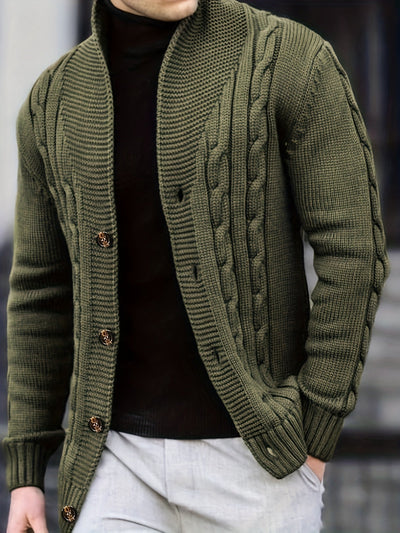 Schalkragen Rippstrick Strickjacke für Herren