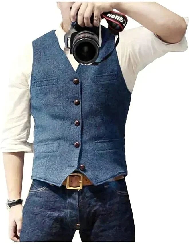 Klassische Tweed-Jeansweste für Männer