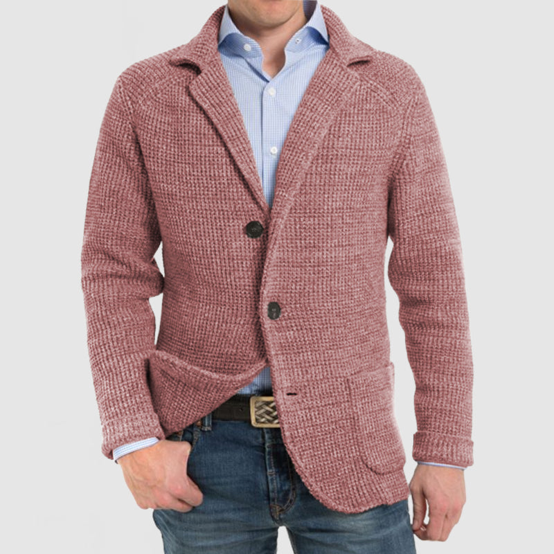 Waffelstrickjacke mit Gekerbtem Revers für Männer