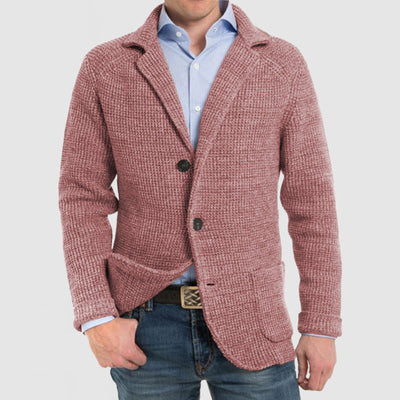 Waffelstrickjacke mit Gekerbtem Revers für Männer