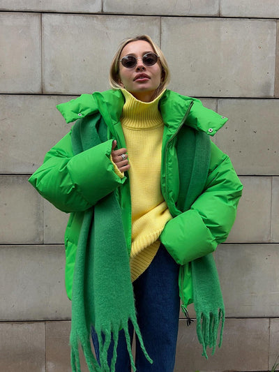 Übergroße Pufferjacke mit Kapuze für Damen