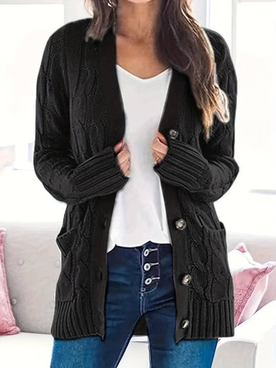 Mittellange Strickjacke mit Knopfleiste für Frauen