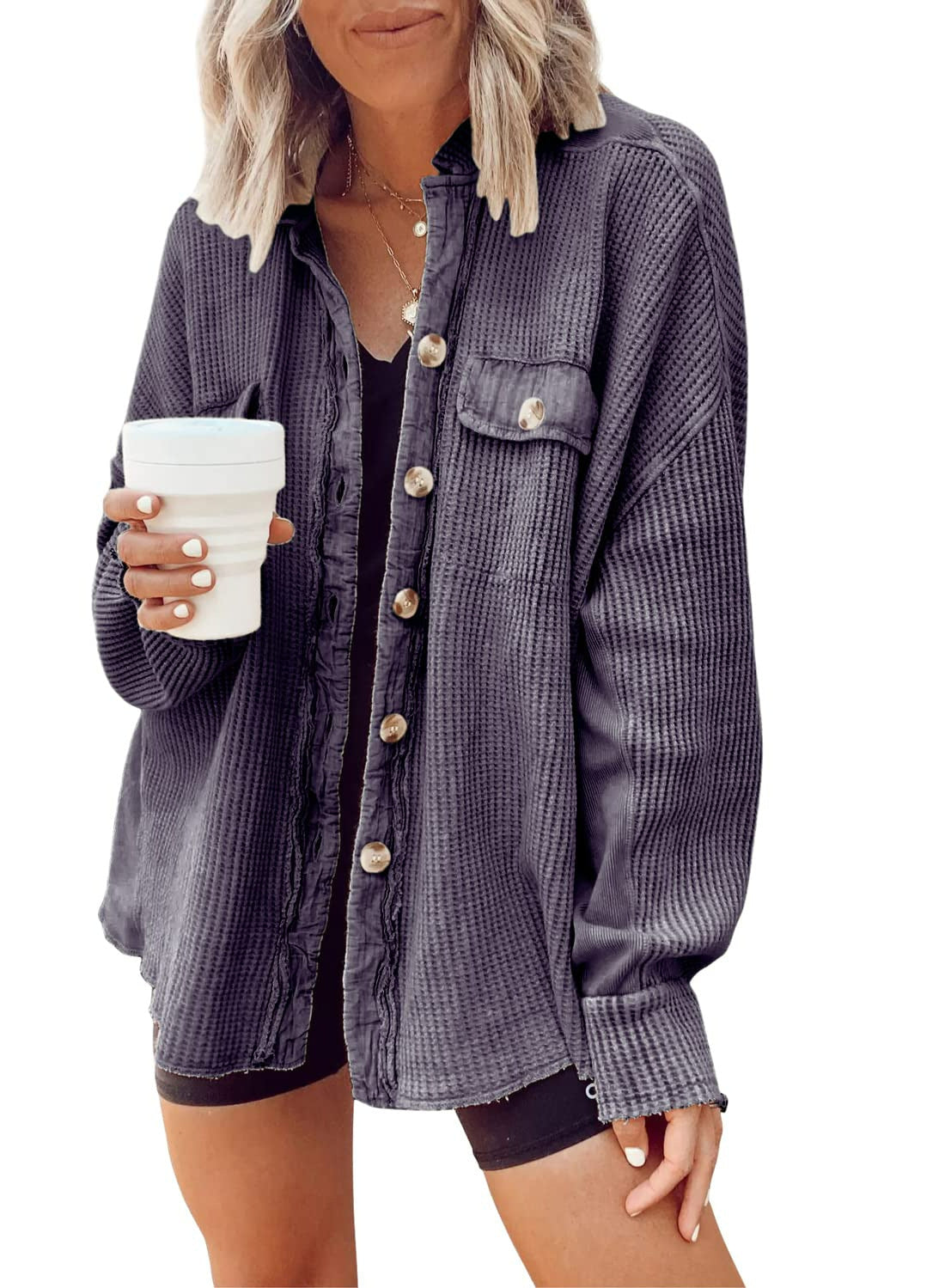 Hemdjacke mit Knopfleiste für Damen
