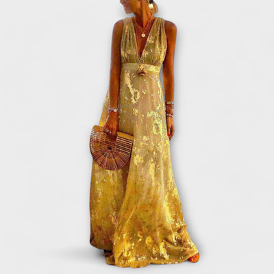 Almera – Leichtes Maxikleid mit goldenen Reflexen