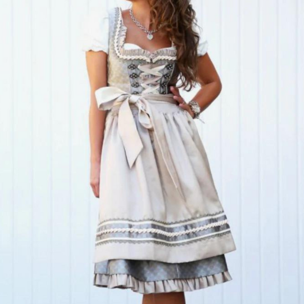 Damen Elegantes Trachtenkleid | Midi Dirndl Kleid