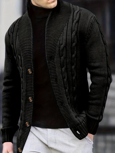 Schalkragen Rippstrick Strickjacke für Herren