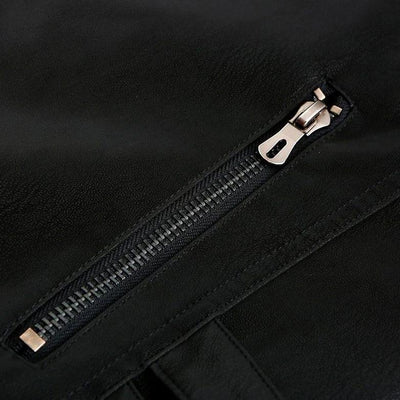 Schwarze Lederjacke mit Streifen für Herren