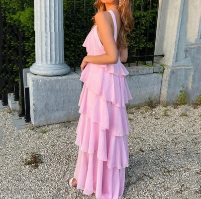 Eryndra ™ | Neckholder-Maxikleid mit Rüschen