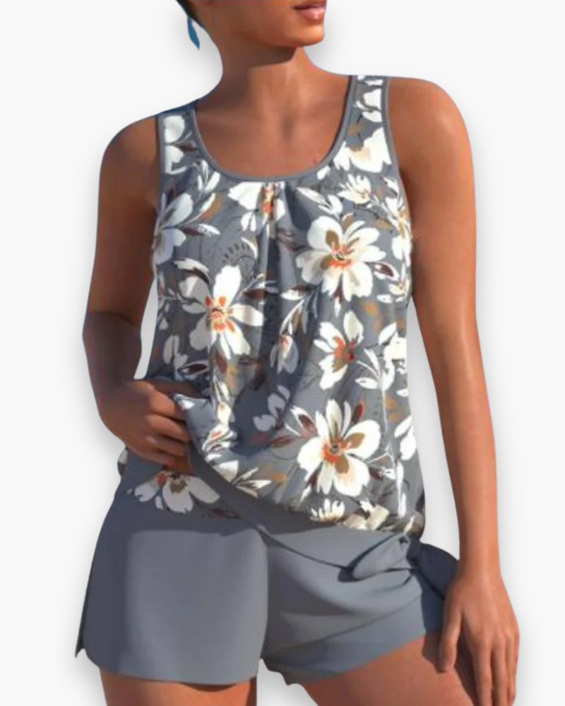 Damen Stilvolles Floral Tankini Set | Zweifarbig