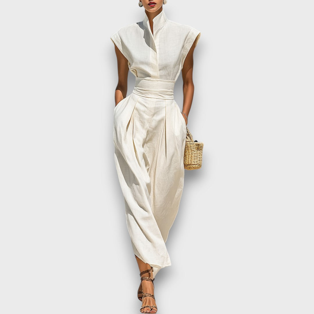 Liorna – Maxikleid aus reiner Baumwolle mit Kragen