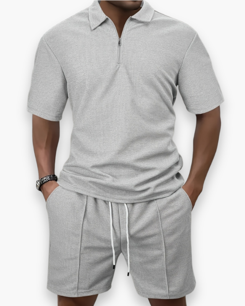 Herren Freizeit Set mit Zipper Polo | Leichtes Sommer Outfit