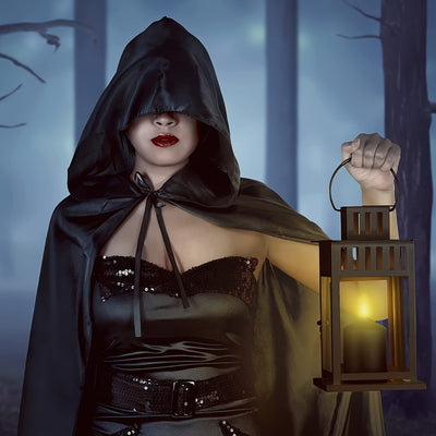 Unisex Halloween-Umhang mit Kapuze | Lang