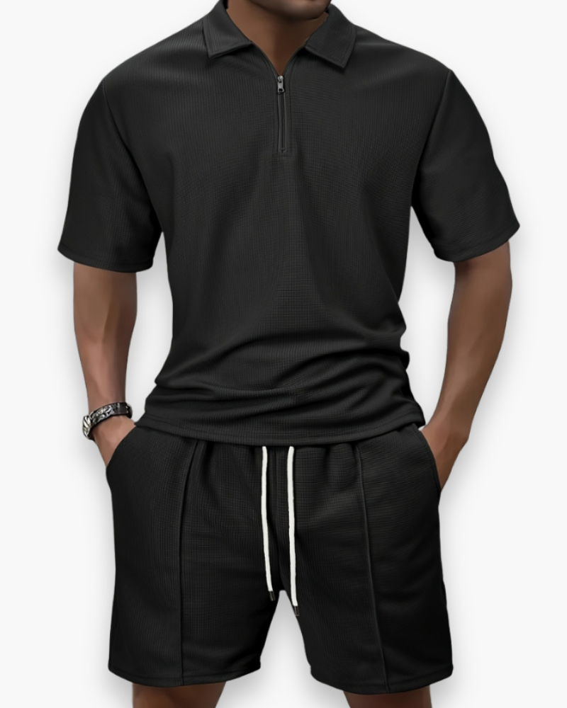 Herren Freizeit Set mit Zipper Polo | Leichtes Sommer Outfit