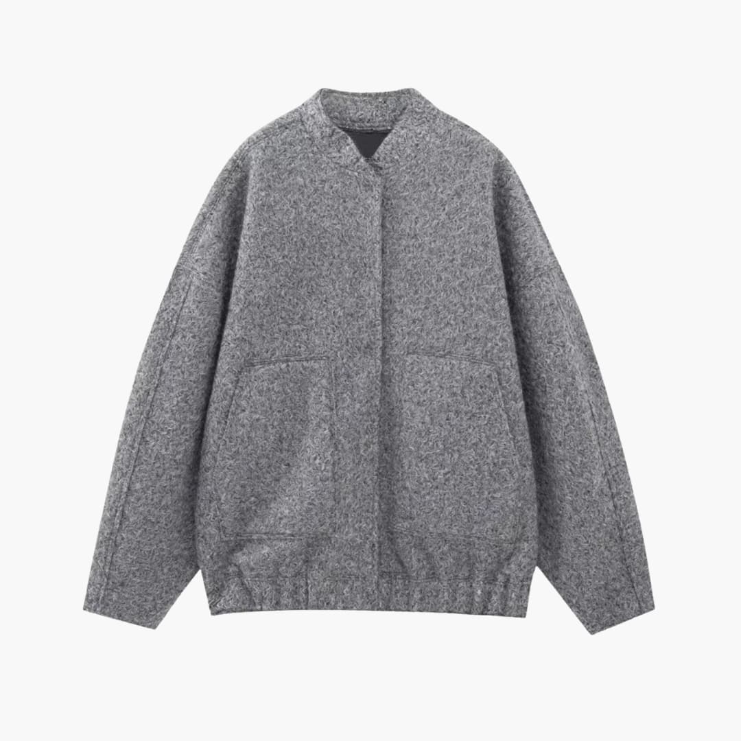 Damen Oversized Jacke mit offenem Frontdesign und aufgesetzten Taschen