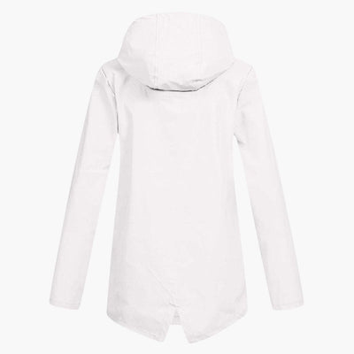 Damen regenmantel mit verstellbarer Kapuze und Reißverschluss