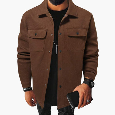 Herren hemd mit Knopfleiste Brusttaschen und langen Ärmeln