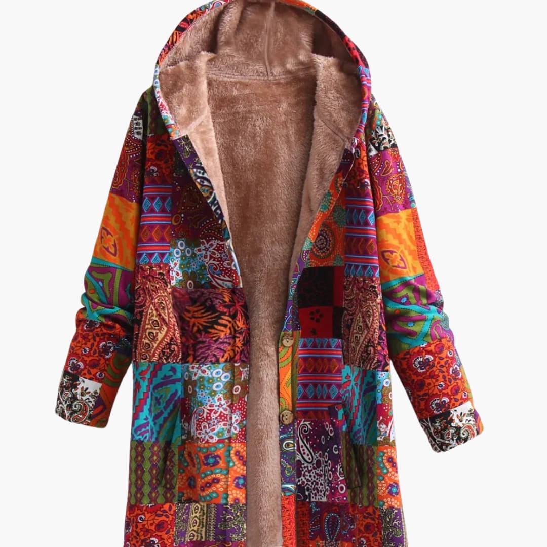 Damen jacke mit Kapuze und bedruckter Oberfläche