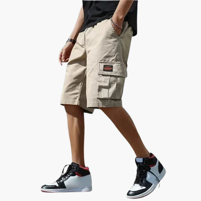 Herren Sommer Cargo Shorts mit Gummibund und Klappentaschen
