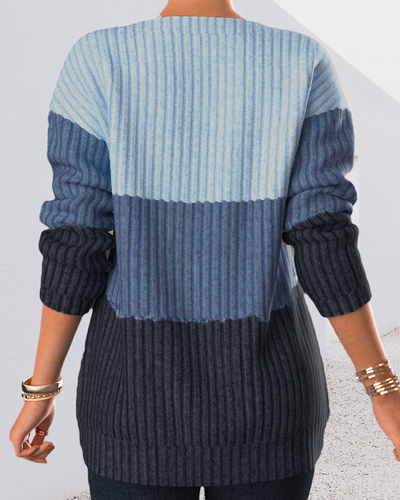 Gestreifter Pullover mit halbem Reißverschluss für Frauen