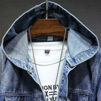 Denimjacke mit Kapuze und Taschen für Herren