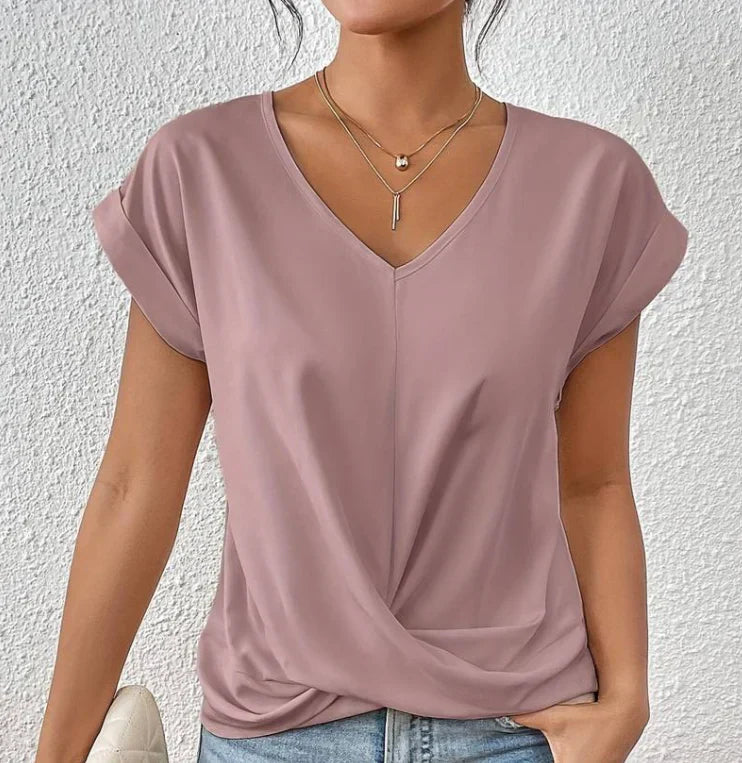 Lässiges V-Shirt | Femininer Schnitt & fließender Stoff | Eleganter Casual-Look