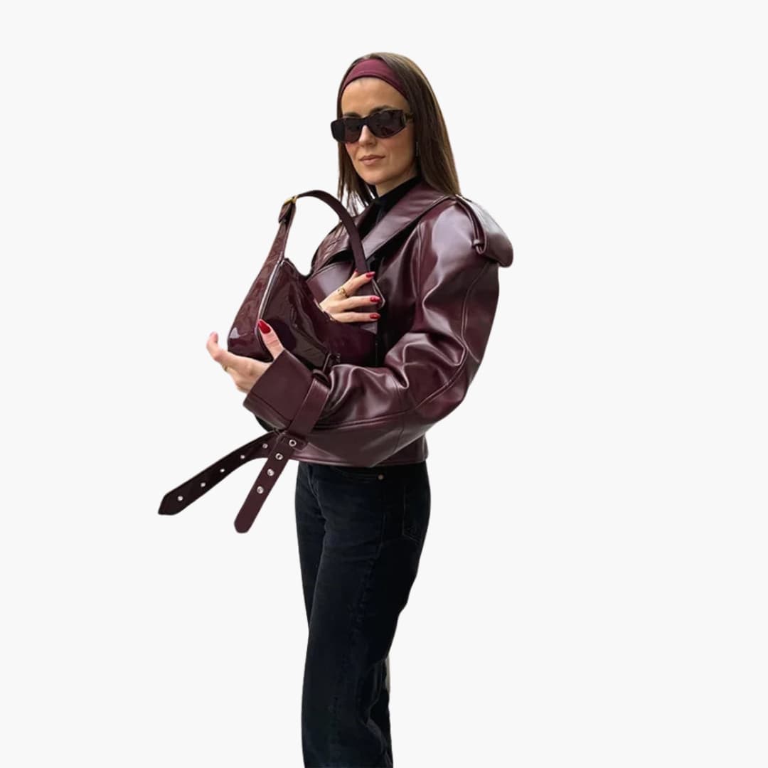 Damen Kurzjacke mit Reverskragen und Frontreißverschluss