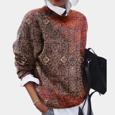 Damen pullover mit Rundhalsausschnitt und geometrischem Muster