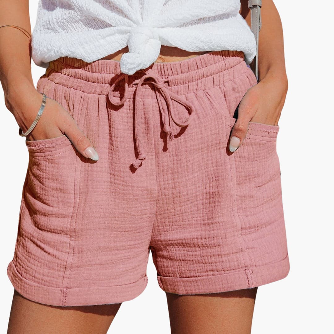 Musselin Shorts für Damen - Leichte Sommerhose mit Taschen