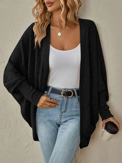 Lose Schulter Gerippte Strickjacke für Damen