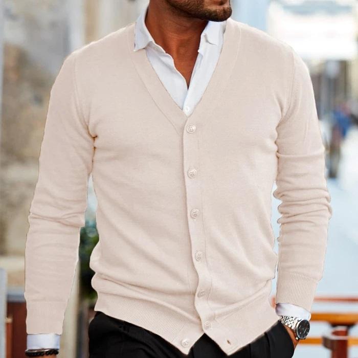 Klassische Strickjacke mit V-Ausschnitt für Männer