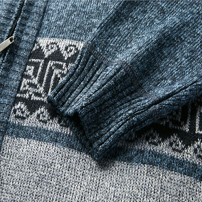 Griechisches Muster Strickjacke mit Reißverschluss für Herren