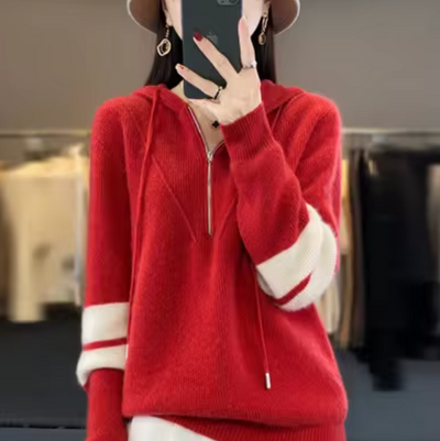 Strickpullover mit Kapuze für Frauen