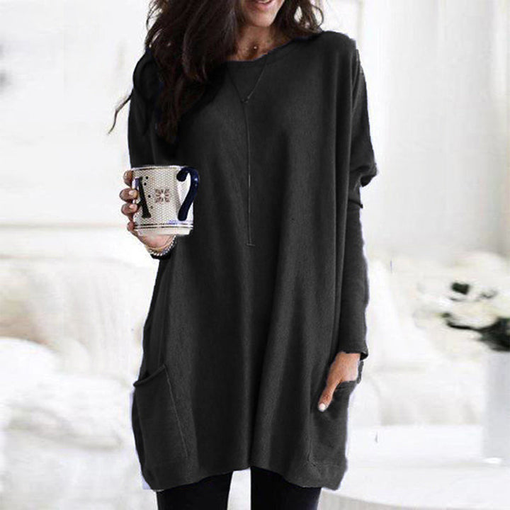 Langärmeliger Pullover mit Taschen für Frauen